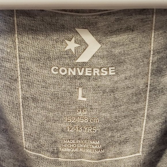 YOUTH Light Heather Grey Converse Sneaker Graphic T-Shirt-Size: Large or 12-13yr - Picture 4 of 8